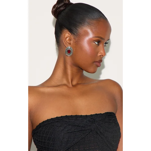 Silver Abstract Resin Center Statement Earrings