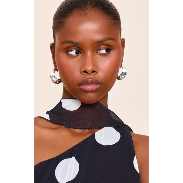 Silver Angled Crescent Scooped Hoop Earrings