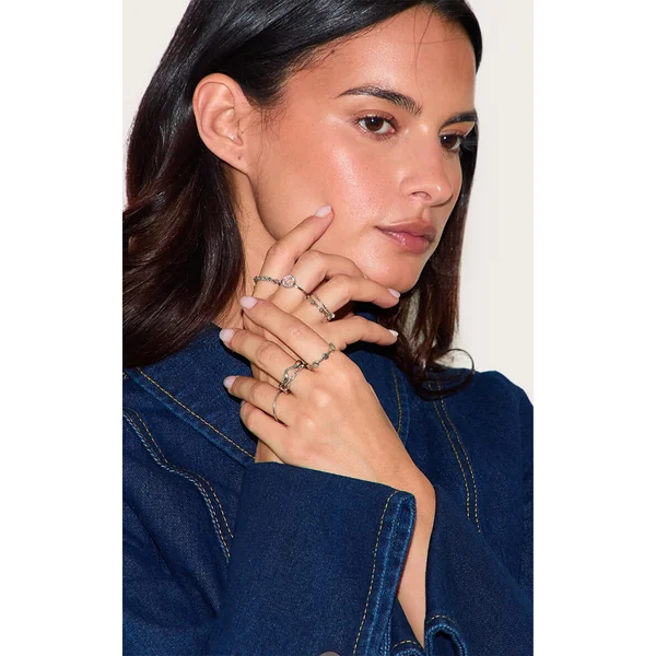 Silver Assorted Shape Twist Ring Set