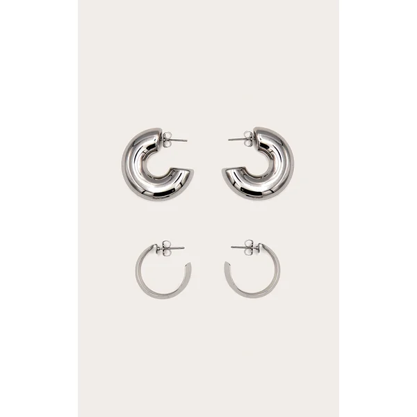 Silver Chubby Hoop Multipack