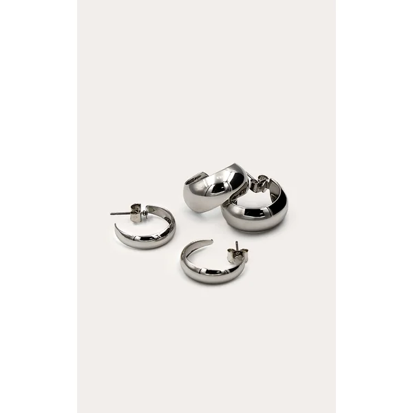 Silver Chunky Multi-pack Hoop Earrings