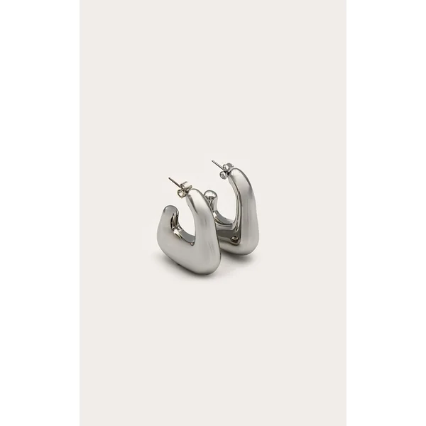 Silver Chunky Square Hoop Earring