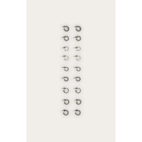 Silver Crinkle Multi-pack Hoop Earrings