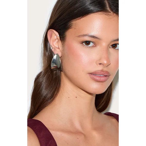 Silver Curve Statement Earrings