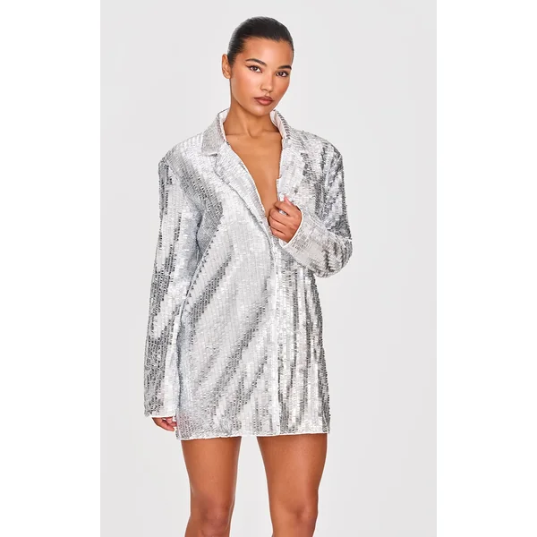 Silver Diamante Blazer Dress