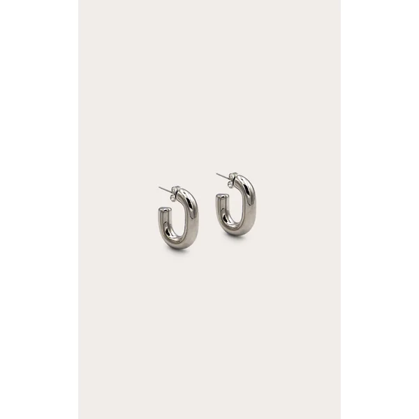 Silver Hoop Chubby Earrings