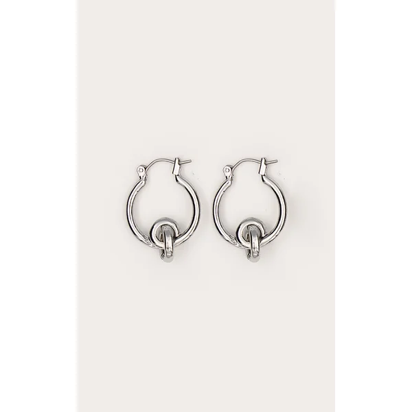 Silver Intertwined Double Hoop Earrings