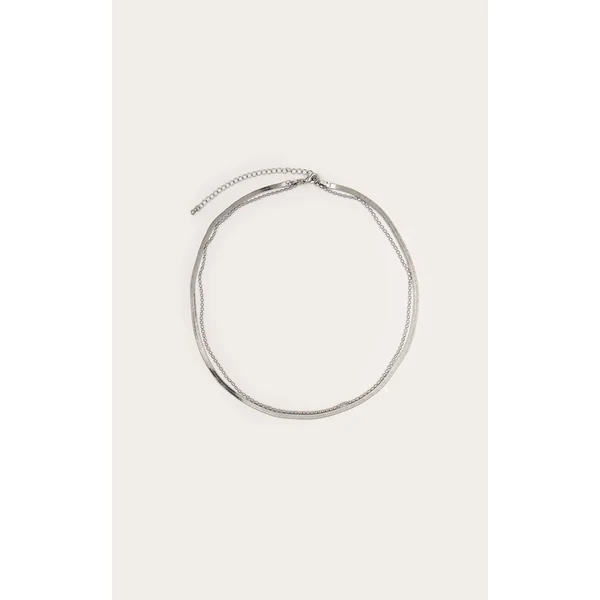 Silver Layered Snake Chain Necklace