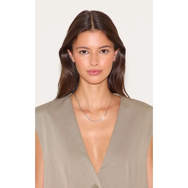 Silver Long Slim Snake Chain Necklace