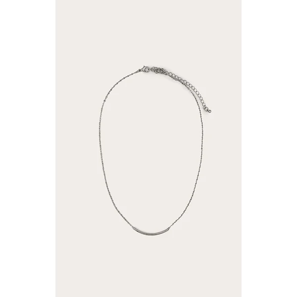 Silver Metal Bar Detail Necklace