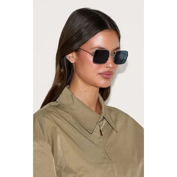 Silver Metal Frame Square Sunglasses
