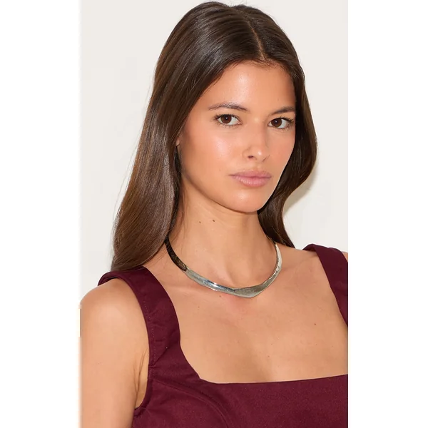 Silver Metal Texture Choker