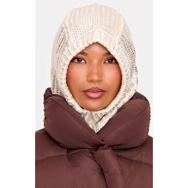 Silver Metallic Cable Knit Snood