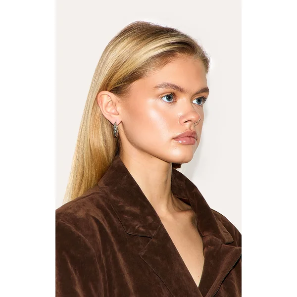 Silver Molten Wave Hoop Earrings