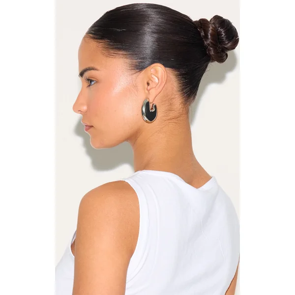 Silver Oversize Chunky Hoop Statement Earrings