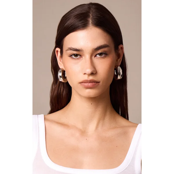 Silver Oversized Chunky Hoop Earrings