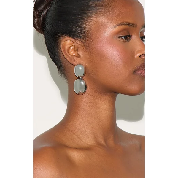 Silver Pebble Statement Earrings