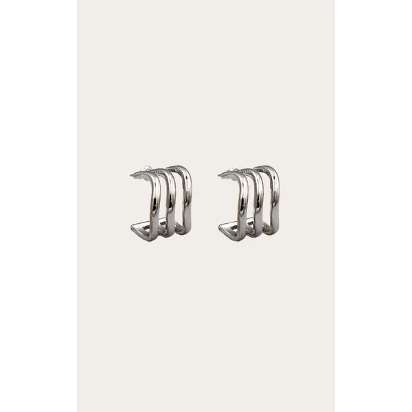 Silver Ridge Wave Hoop Earrings