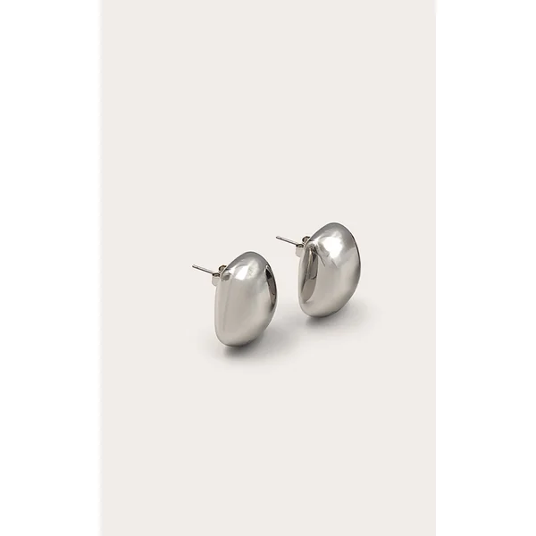 Silver Square Chunky Stud Earrings