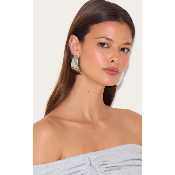 Silver Square Oversized Statement Earrings