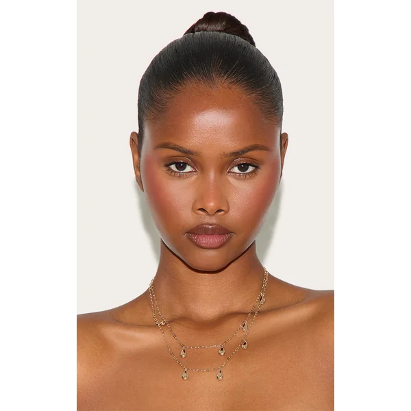 Silver Tear Drop Layered Necklace