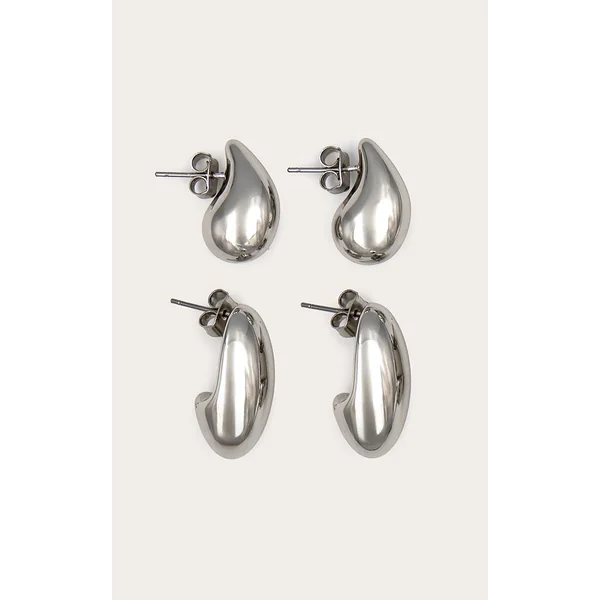 Silver Tear Drop Multi Pack Earrings