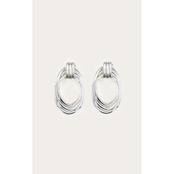 Silver Trippel Ring Hoop Earrings