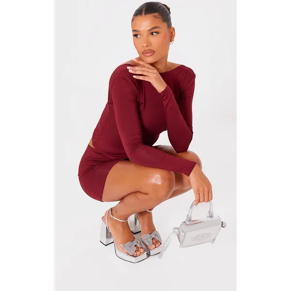 Silver Wide Fit Diamante Bow Strap Platform High Heeled Sandals