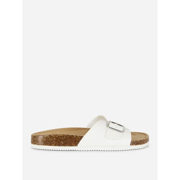 Single Strap Flat Sandals - White