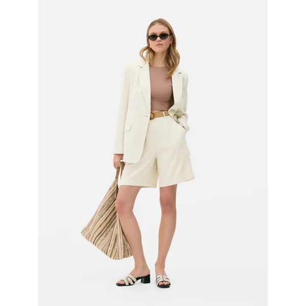 Single-Breasted Blazer - Natural