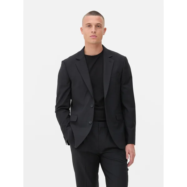 Single-Breasted Suit Jacket - Black