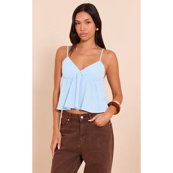 Sky Blue Matte Satin Bust Detail Cami