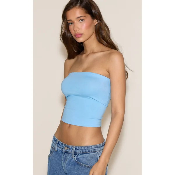 Sky Blue Soft Cotton Bandeau Top