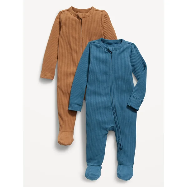 Sleep & Play 2-Way-Zip Footed One-Piece 2-Pack for Baby - Acacia