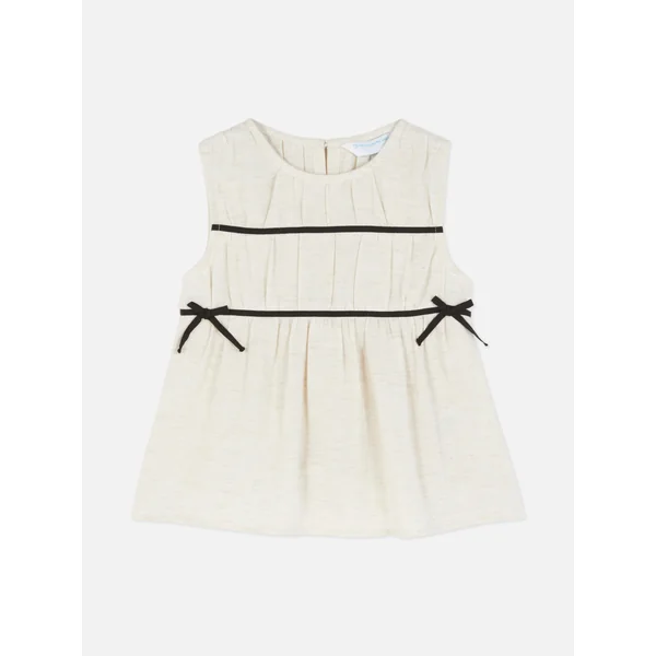 Sleeveless Bow Blouse - Stone