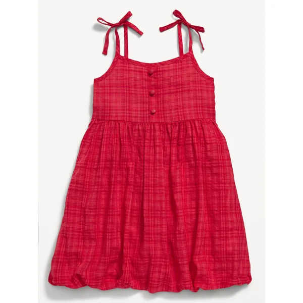 Sleeveless Bubble Dress for Toddler Girls - Robbie Red