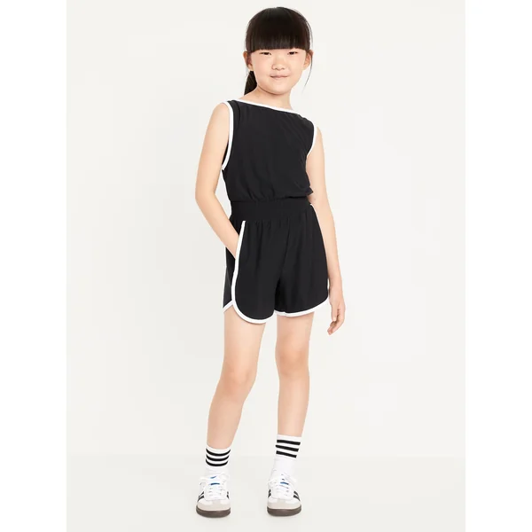 Sleeveless CloudMotion Romper for Girls - Black Jack