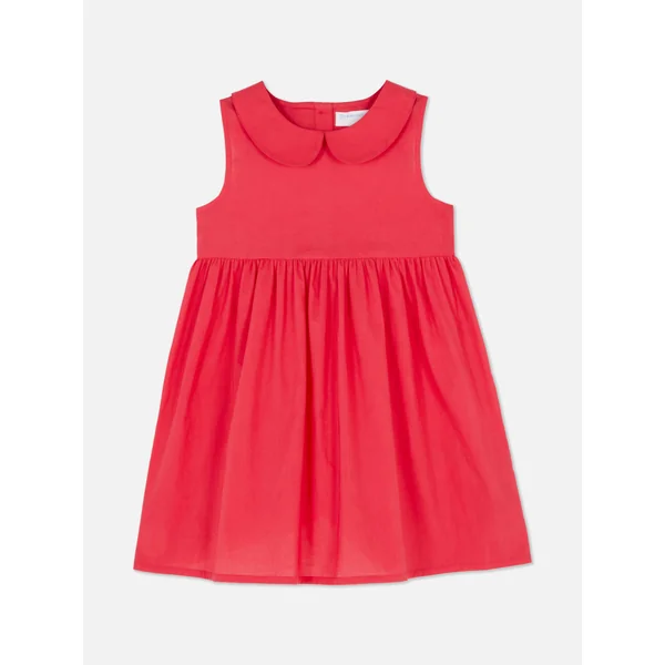 Sleeveless Collared Summer Dress - Red