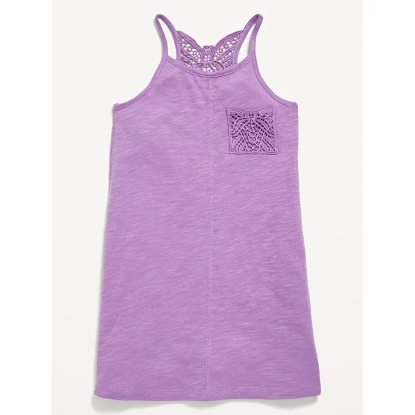 Sleeveless Crochet Racerback Dress for Toddler Girls - Lilac Sunset