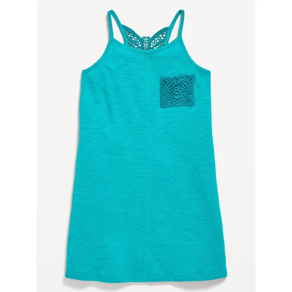 Sleeveless Crochet Racerback Dress for Toddler Girls - Tropical Undertow