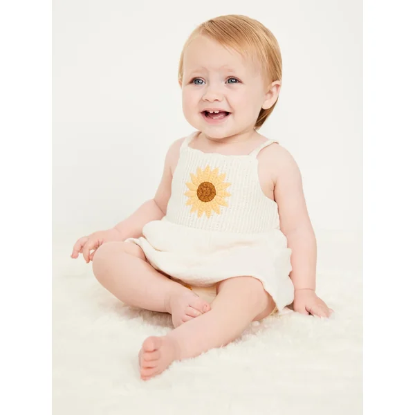 Sleeveless Crochet-Knit Double-Weave Dress for Baby - Creme De La Creme