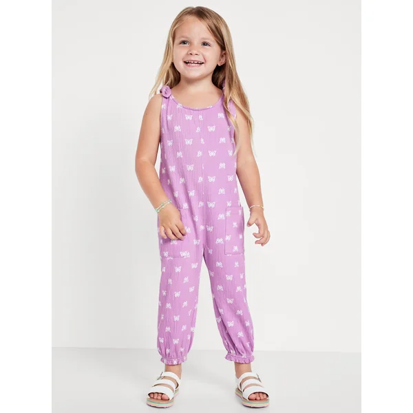 Sleeveless Jacquard-Knit Jumpsuit for Toddler Girls - Butterflies