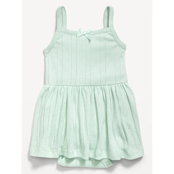 Sleeveless Pointelle Bodysuit Dress for Baby - Mint Mist