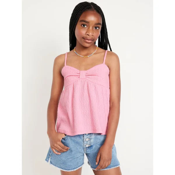 Sleeveless Pucker Tank Top for Girls - Anemone Pink