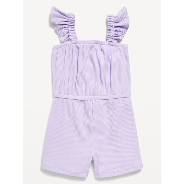 Sleeveless Ribbed Romper for Toddler Girls - Lavender Haven