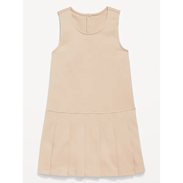 Sleeveless School Uniform Ponte-Knit Dress for Girls - Rolled Oats