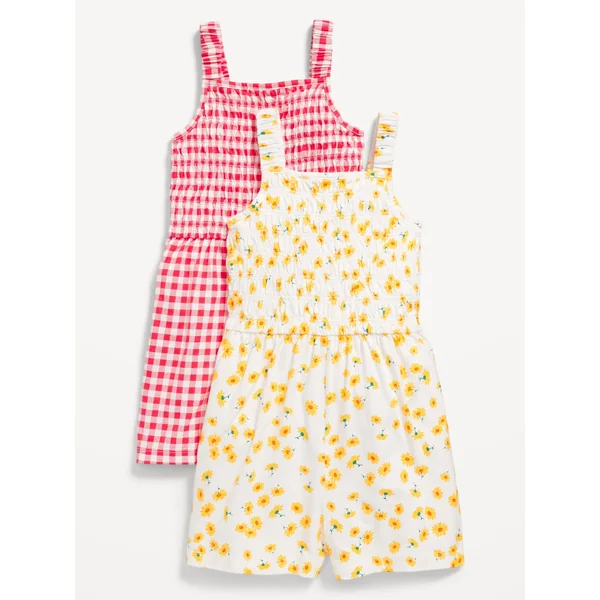 Sleeveless Smocked Romper 2-Pack for Girls - Red Gingham