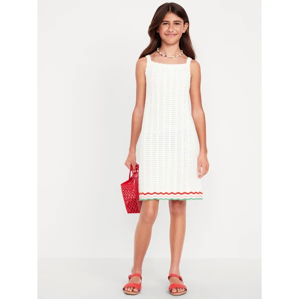 Sleeveless Sweater-Knit Dress for Girls - Sea Salt White