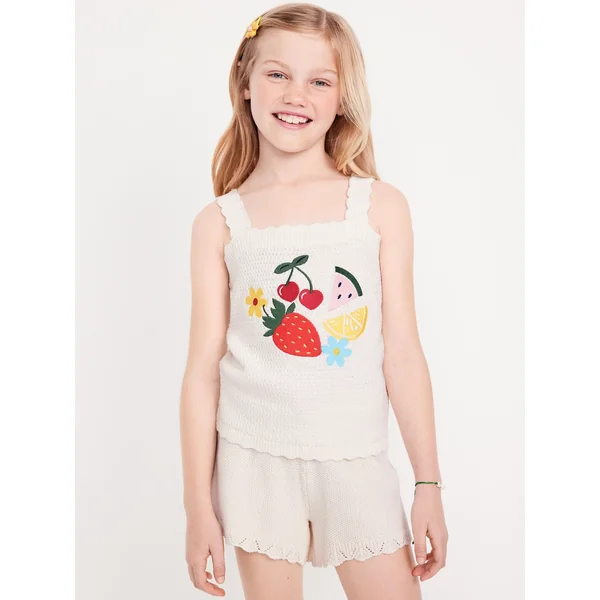 Sleeveless Sweater-Knit Tank Top for Girls - Fruit Smoothie Pink