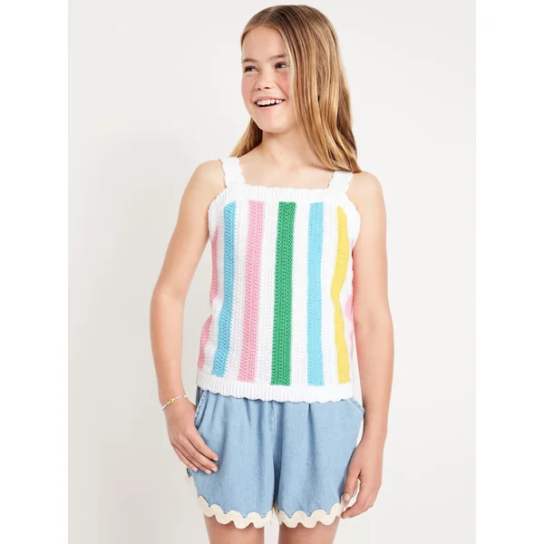 Sleeveless Sweater-Knit Tank Top for Girls - Multi Stripe